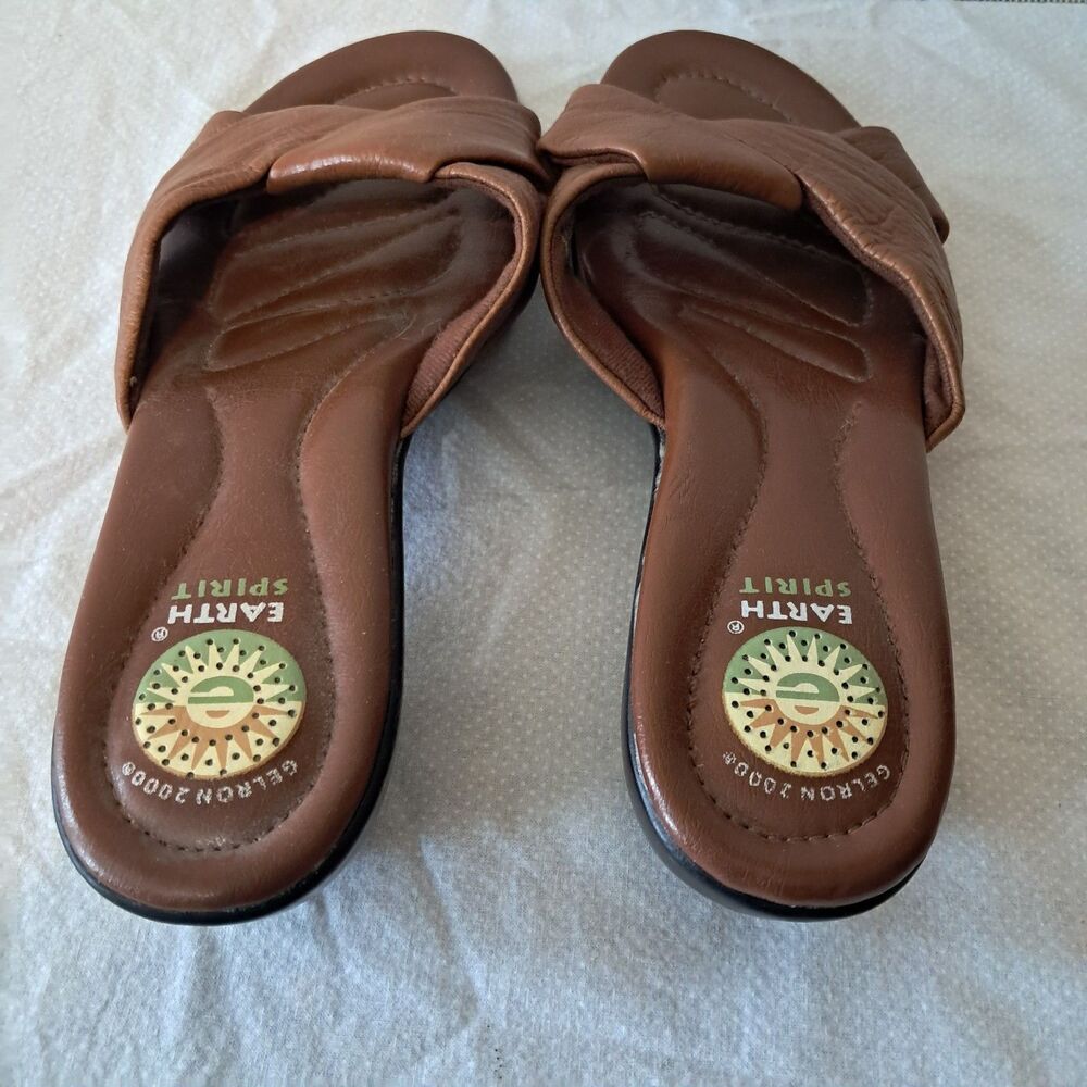 Earth Spirit Gelron 2000 Wedge Sandals Brown Leather Shoes Women size 9.5 - Picture 9 of 16